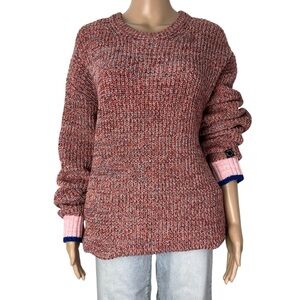 Scotch & Soda Chunky Knit Oversized Crewneck Multicolor Pink Sweater